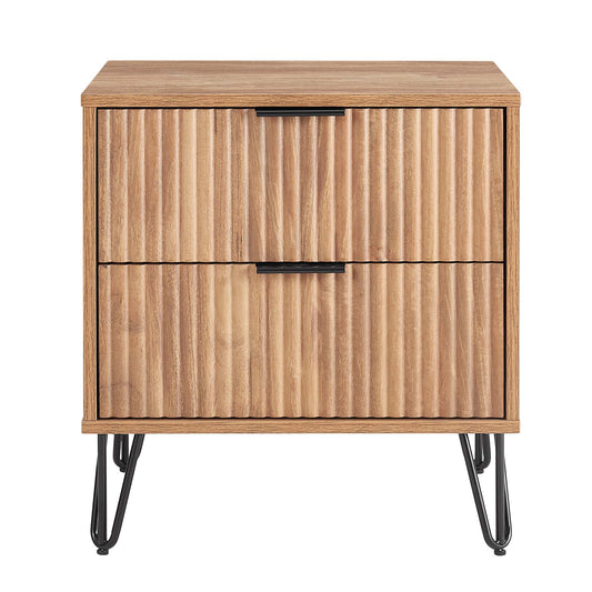 Dumbo Modern 20" Fluted Nightstand in Golden Brown (2-Drawer) NS002-GB