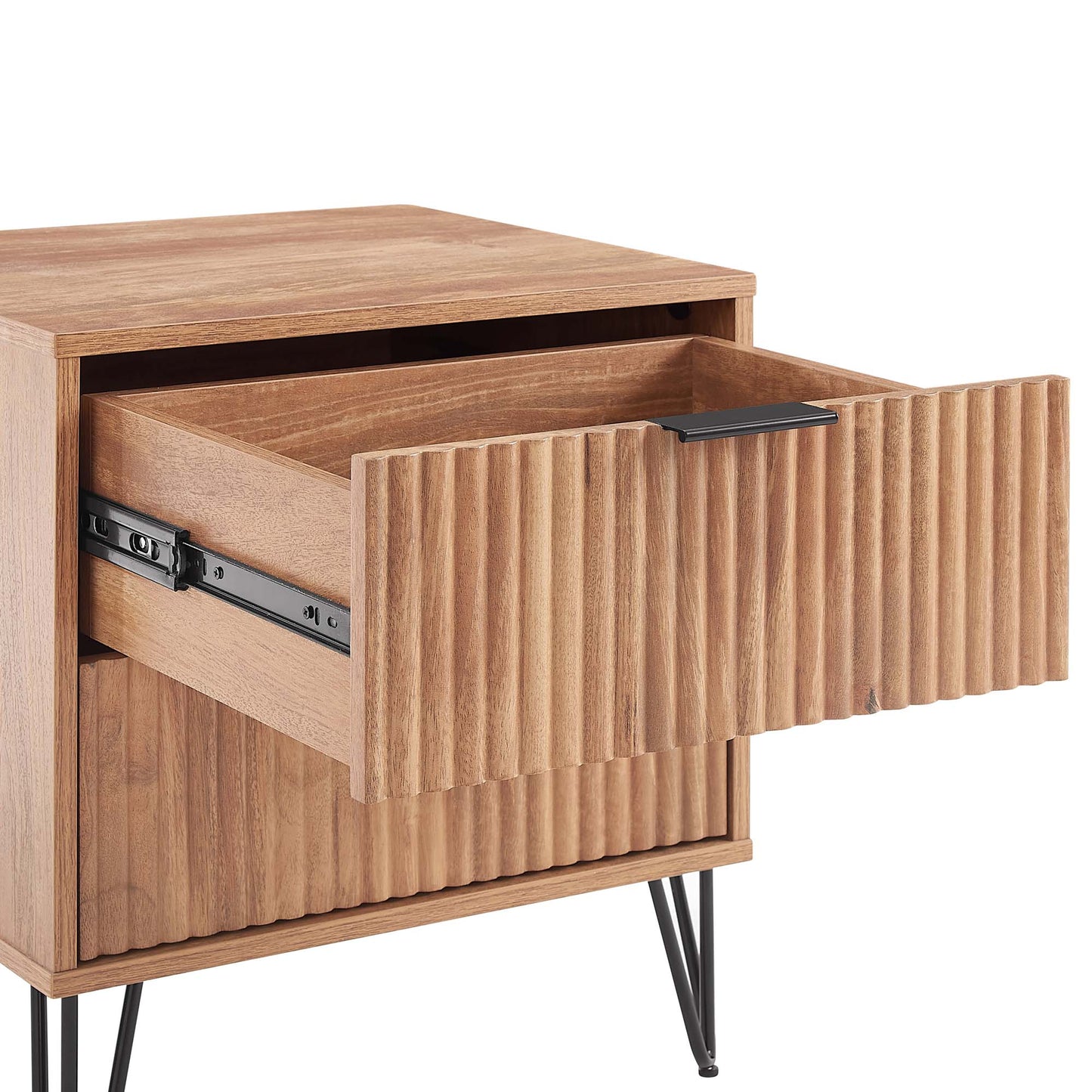 Dumbo Modern 20" Fluted Nightstand in Golden Brown (2-Drawer) NS002-GB