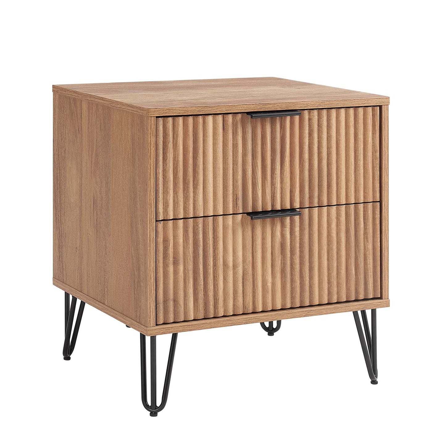 Dumbo Modern 20" Fluted Nightstand in Golden Brown (2-Drawer) NS002-GB