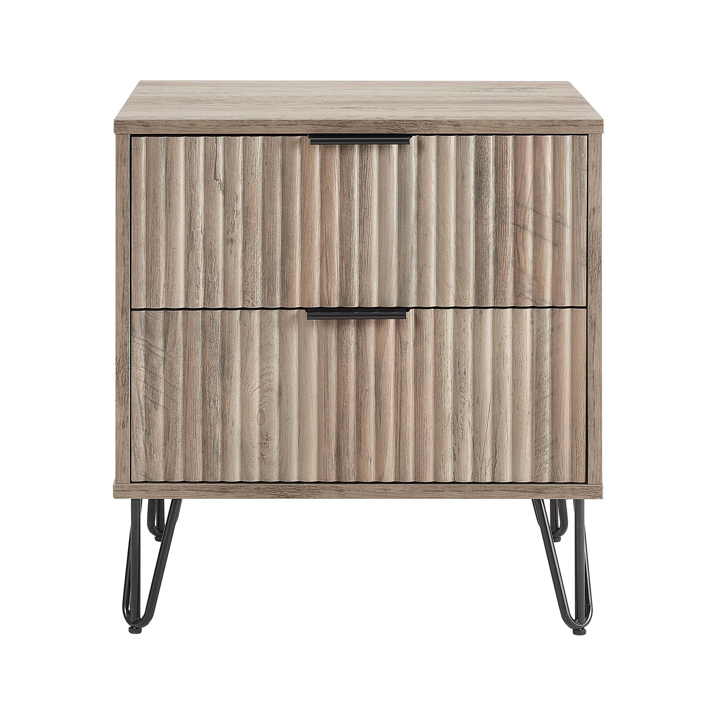 Dumbo Modern 20" Fluted Nightstand in Rustic Gray (2-Drawer) NS002-GY