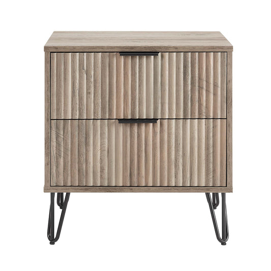 Dumbo Modern 20" Fluted Nightstand in Rustic Gray (2-Drawer) NS002-GY