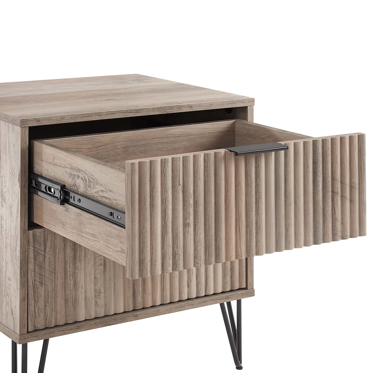 Dumbo Modern 20" Fluted Nightstand in Rustic Gray (2-Drawer) NS002-GY