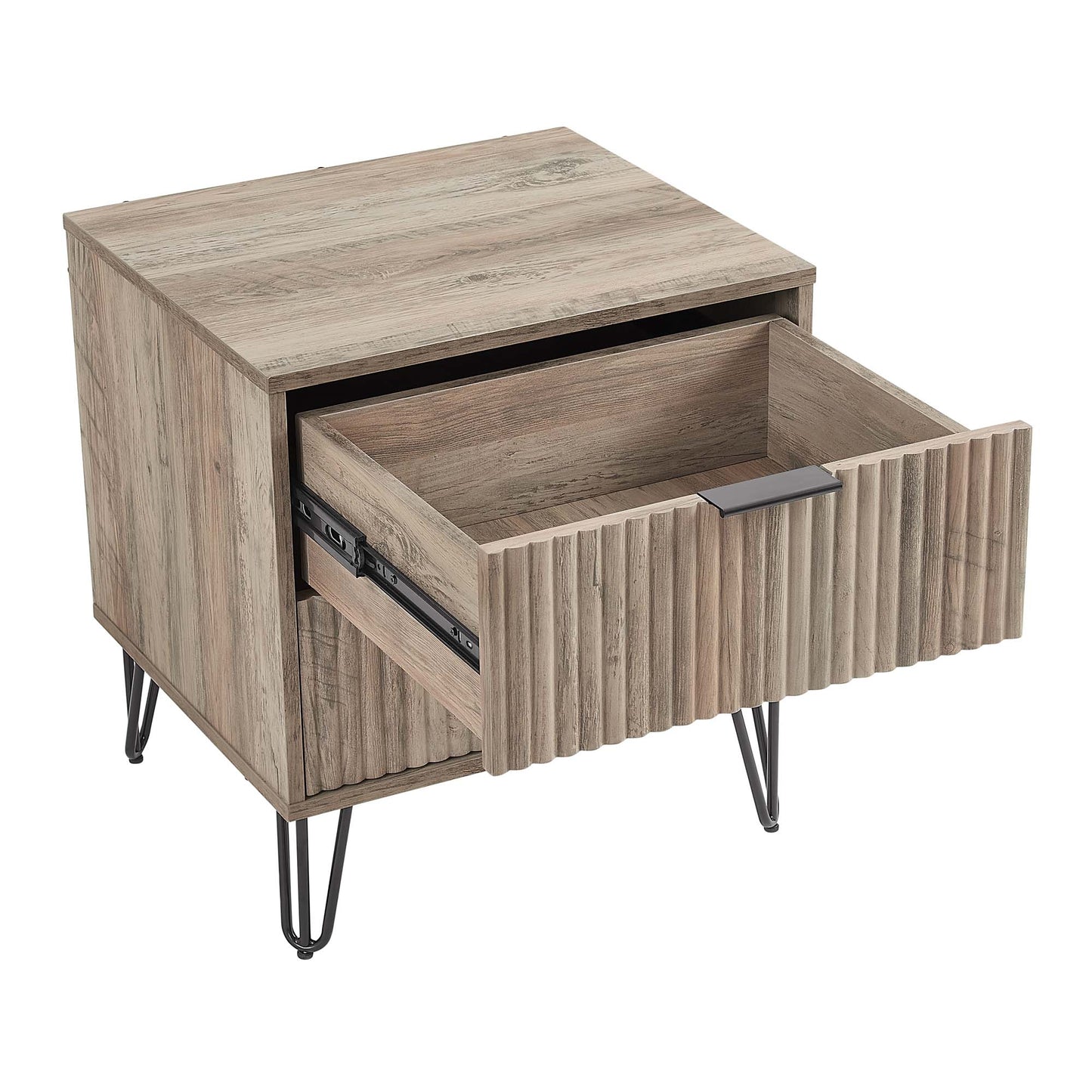 Dumbo Modern 20" Fluted Nightstand in Rustic Gray (2-Drawer) NS002-GY