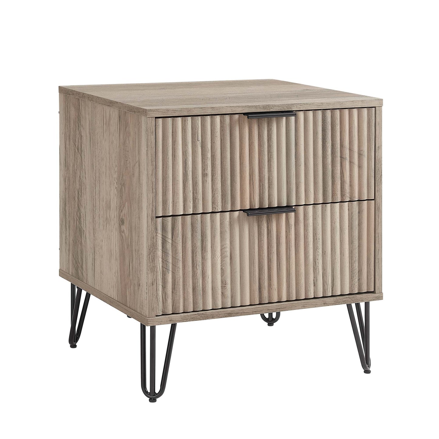 Dumbo Modern 20" Fluted Nightstand in Rustic Gray (2-Drawer) NS002-GY
