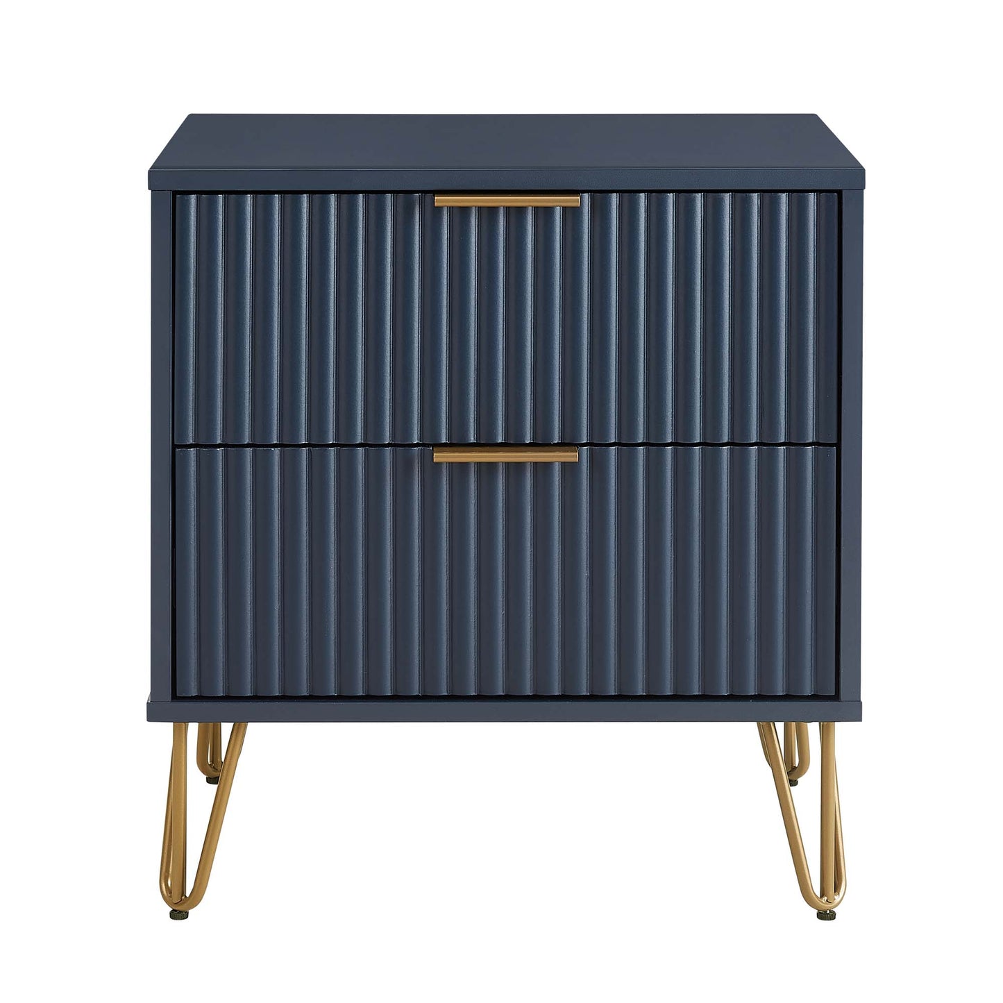 Dumbo Modern 20" Fluted Nightstand in Midnight Blue (2-Drawer) NS002-MB