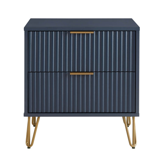Dumbo Modern 20" Fluted Nightstand in Midnight Blue (2-Drawer) NS002-MB