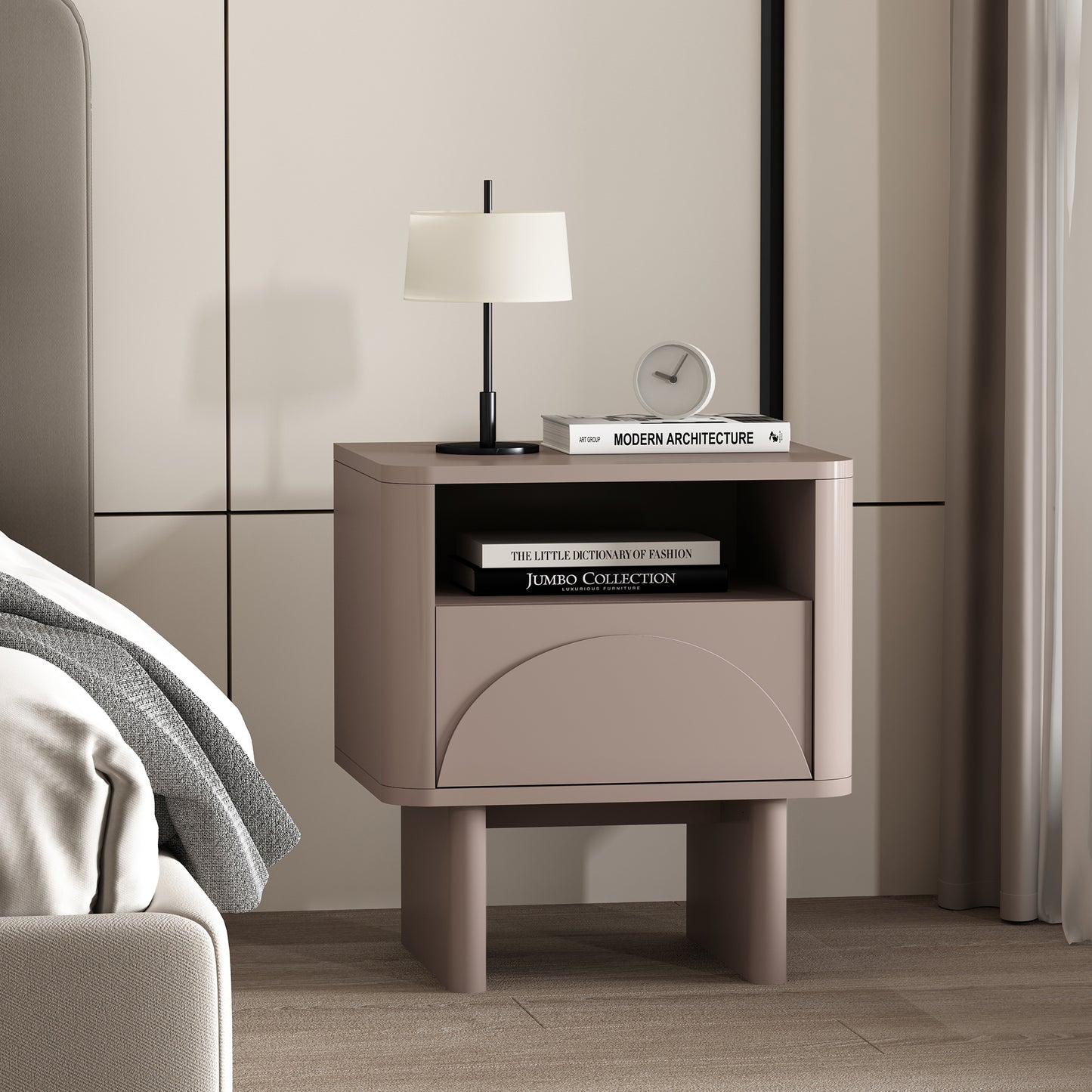 Ella Modern 20" Nightstand in Mocha (1-Drawer) NS005-MO
