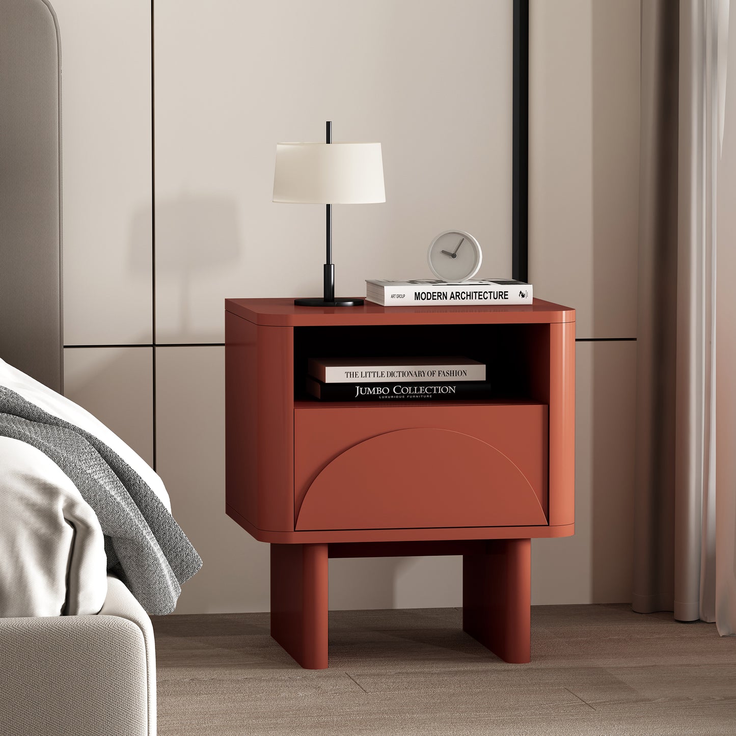 Ella Modern 20" Nightstand in Terracotta (1-Drawer) NS005-OR