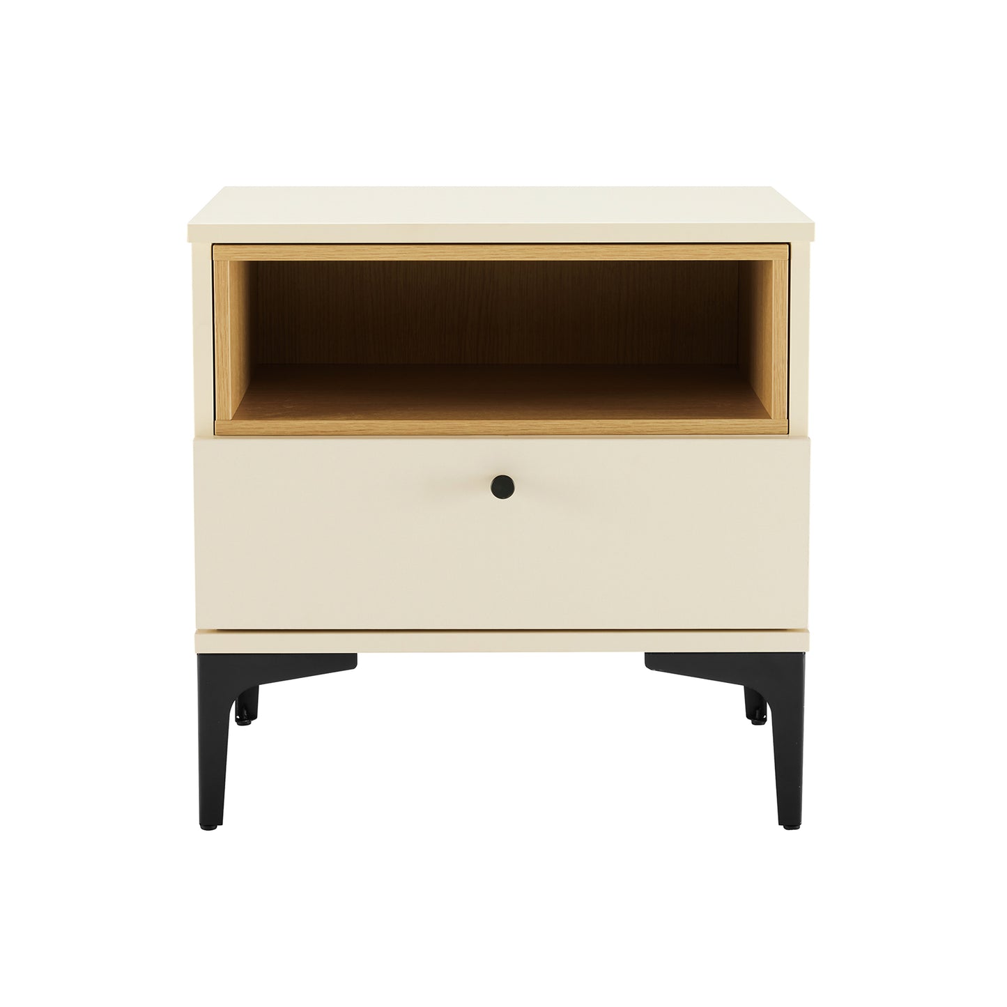 Amara Modern 20" Nightstand in Cream and Light Oak (1-Drawer) NS006-CR