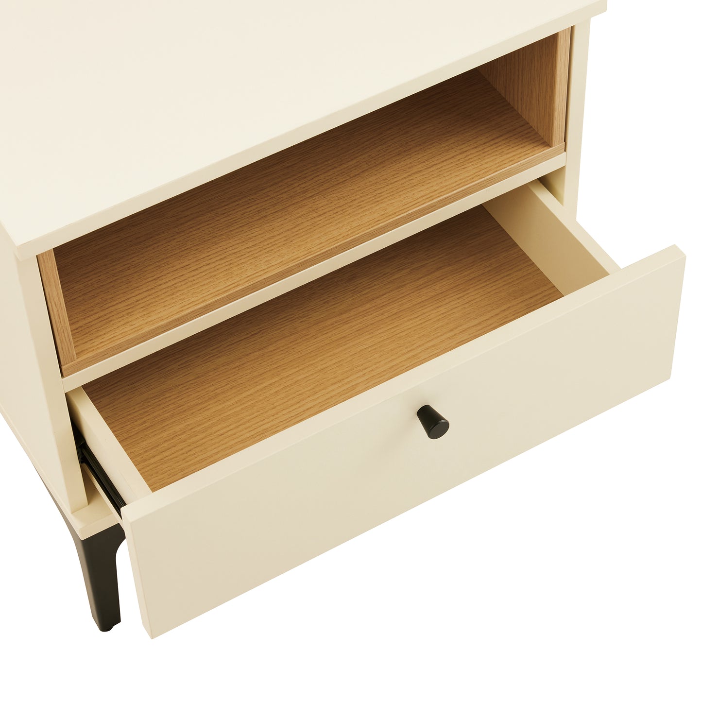 Amara Modern 20" Nightstand in Cream and Light Oak (1-Drawer) NS006-CR