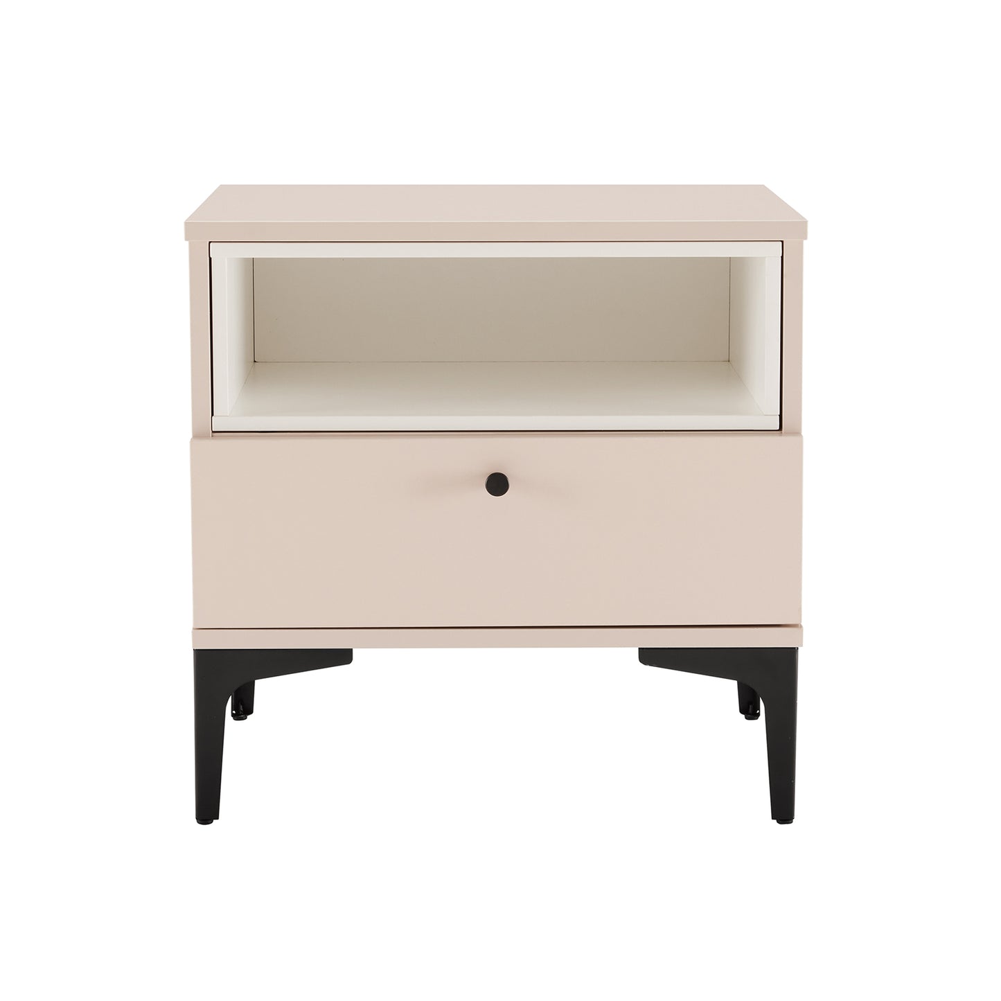 Amara Modern 20" Nightstand in Pale Rose and White (1-Drawer) NS006-PK