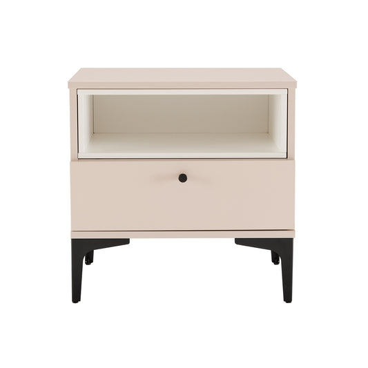 Amara Modern 20" Nightstand in Pale Rose and White (1-Drawer) NS006-PK