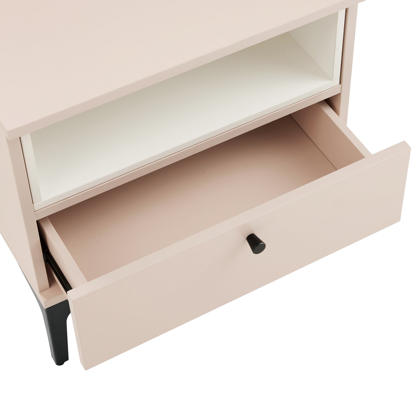 Amara Modern 20" Nightstand in Pale Rose and White (1-Drawer) NS006-PK