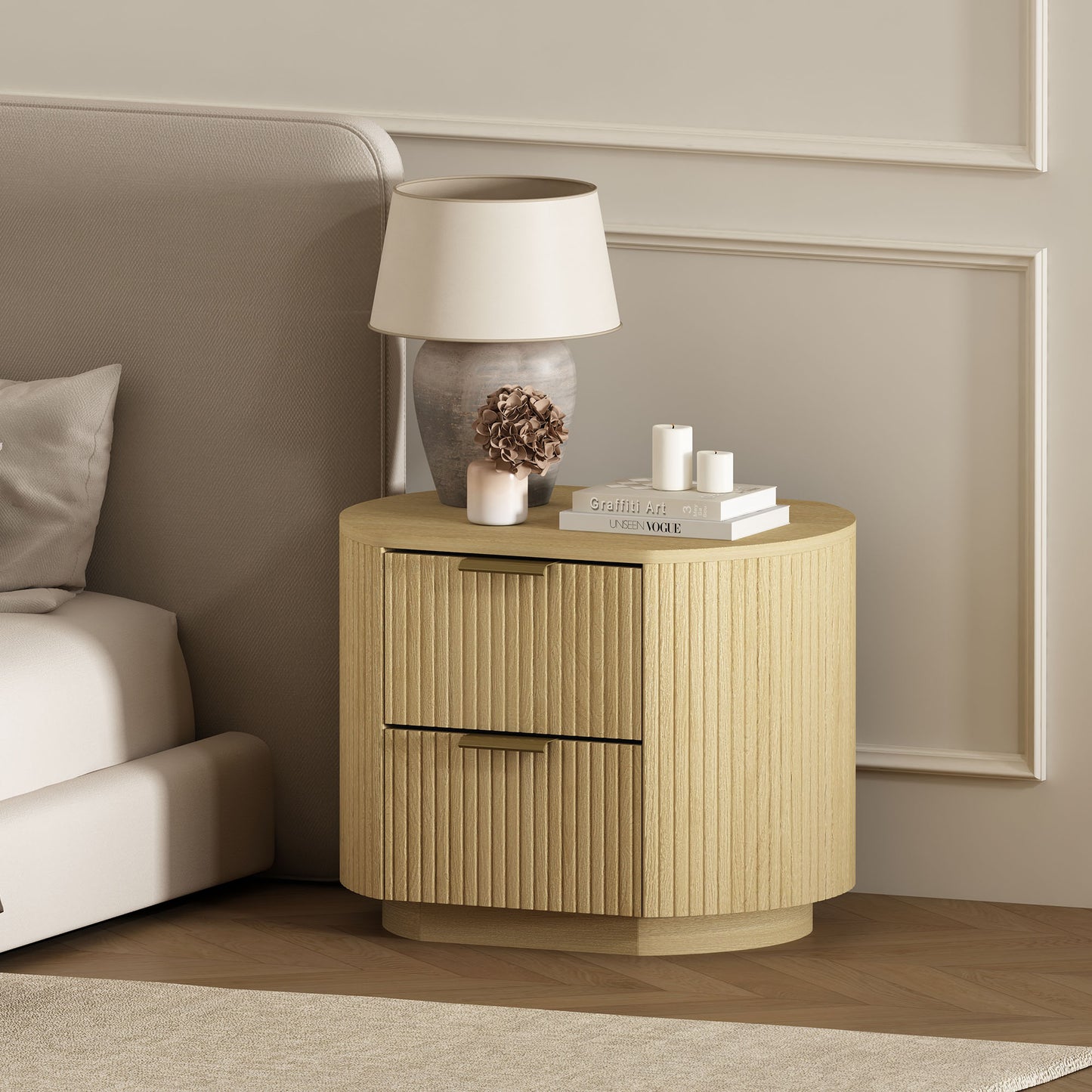 Olivia Modern 27" Nightstand in Natural Oak (2-Drawer) NS010-GNO