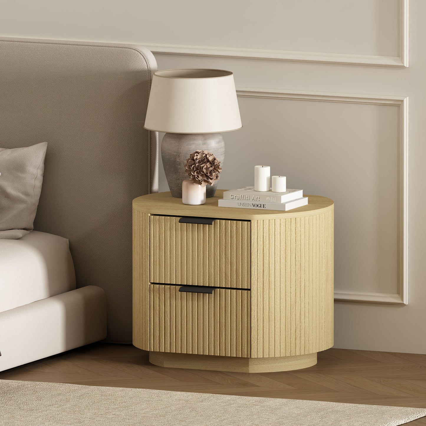 Olivia Modern 27" Nightstand in Natural Oak (2-Drawer) NS010-NO