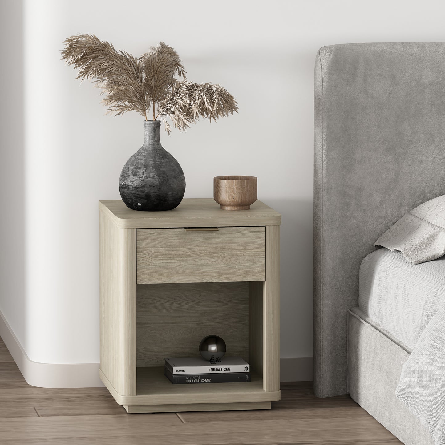 Evelyn Modern 20" Nightstand in Natural (1-Drawer) NS011-NA