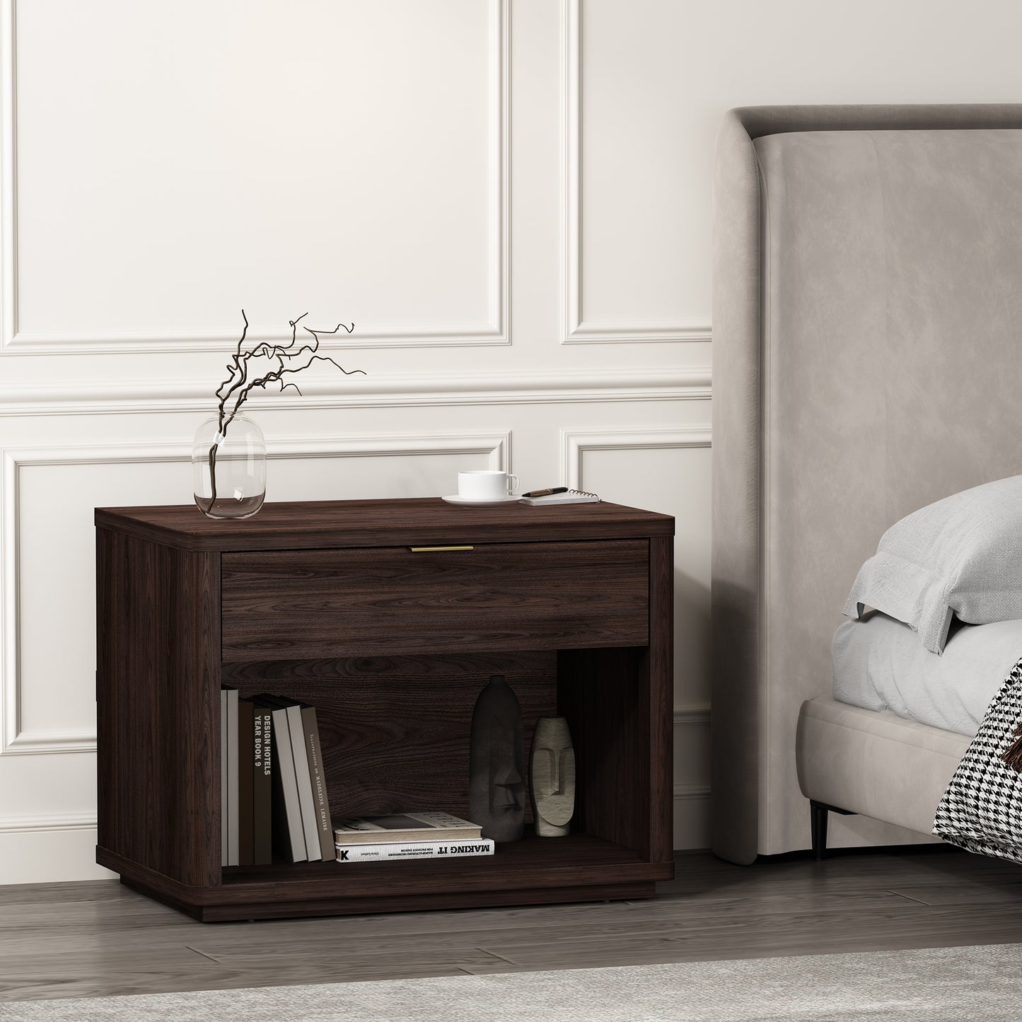 Evelyn Modern 32" Nightstand in Brown (1-Drawer) NS012-BR