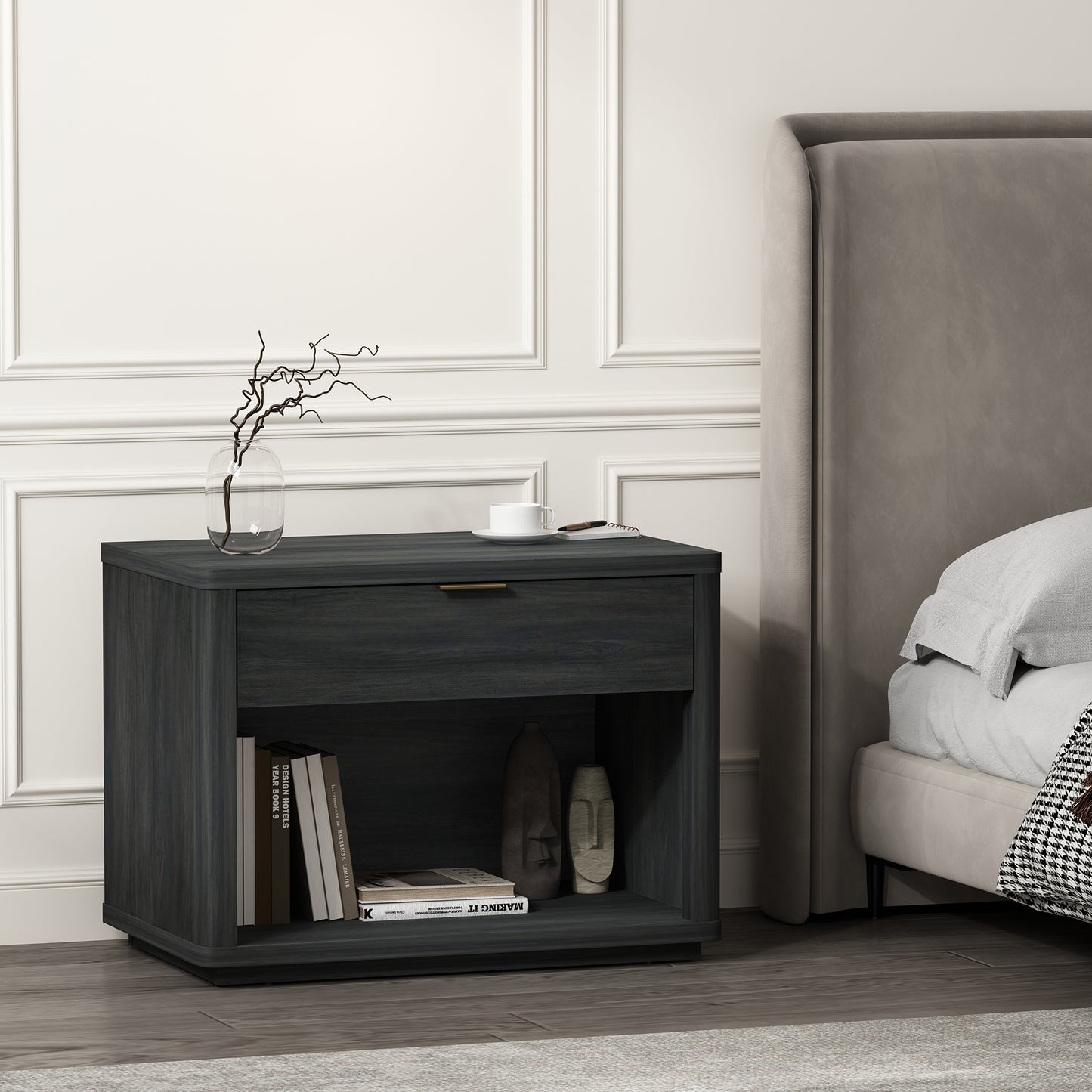 Evelyn Modern 32" Nightstand in Charcoal Gray (1-Drawer) NS012-CH