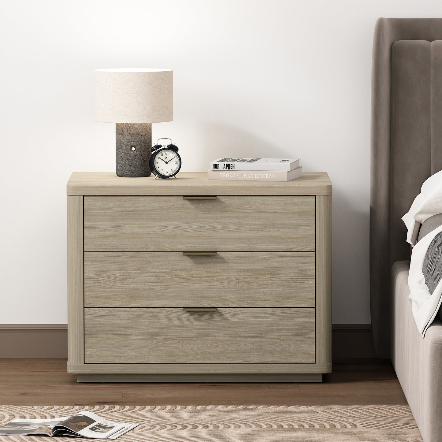 Evelyn Modern 32" Nightstand in Natural (3-Drawer) NS014-NA