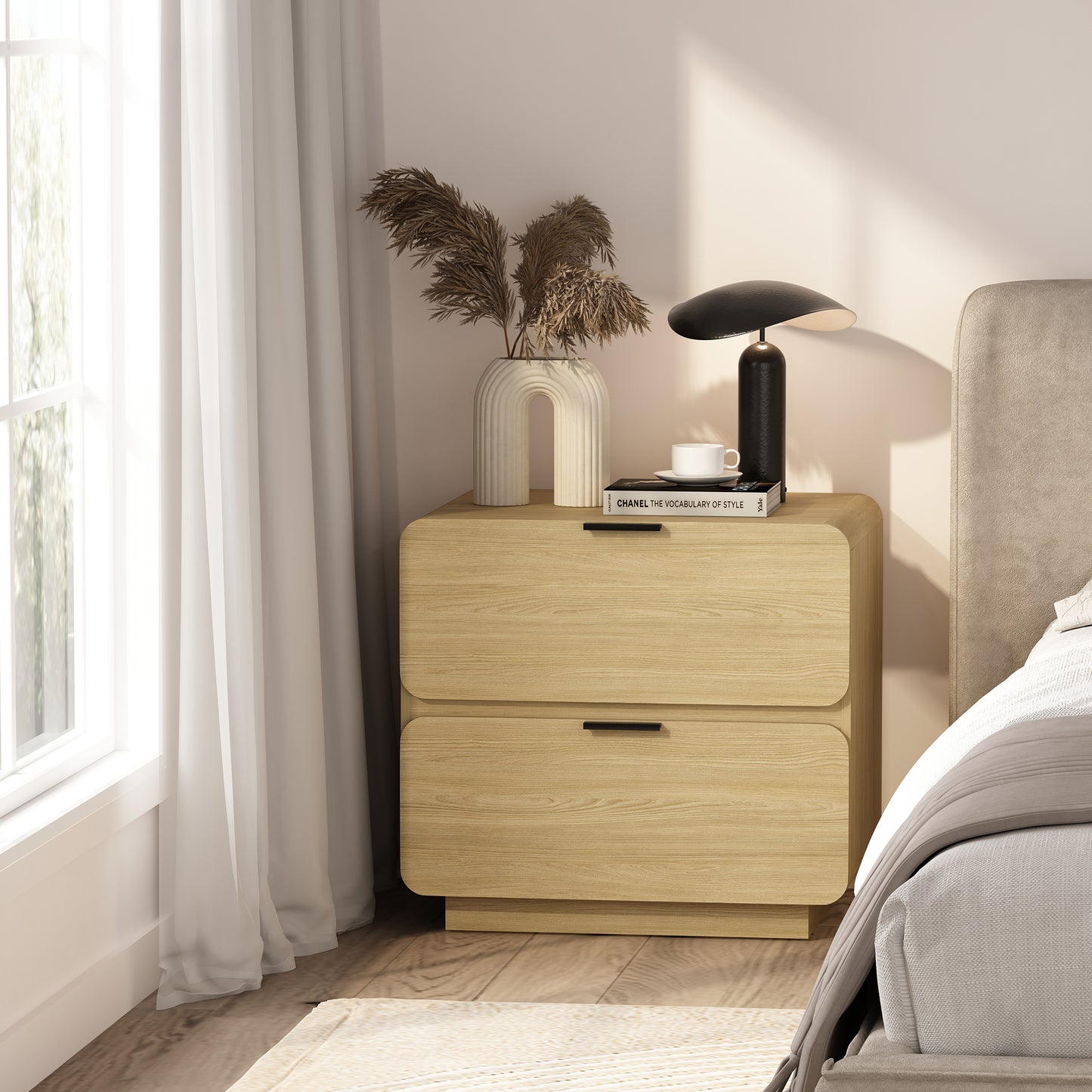 Chrystie Contemporary Modern 26" Nightstand in Natural (2-Drawer) NS016-NA