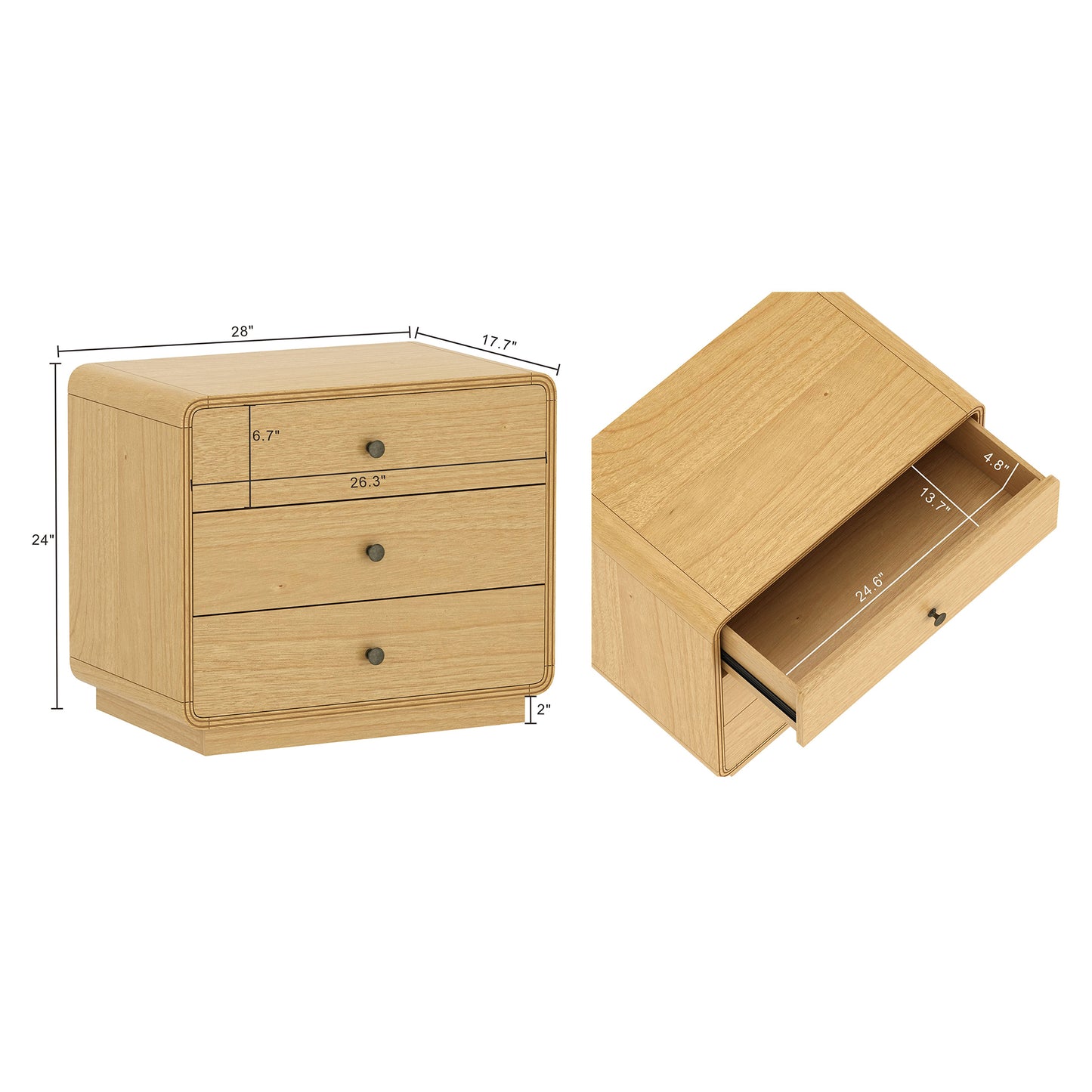 Liora Contemporary 28" Nightstand in Natural (2-Drawer) NS1527-1