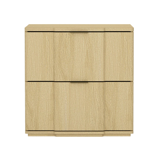 Clive Mid-Century Modern 22" Nightstand in Natural and Gold (2-Drawer) NS1560-1