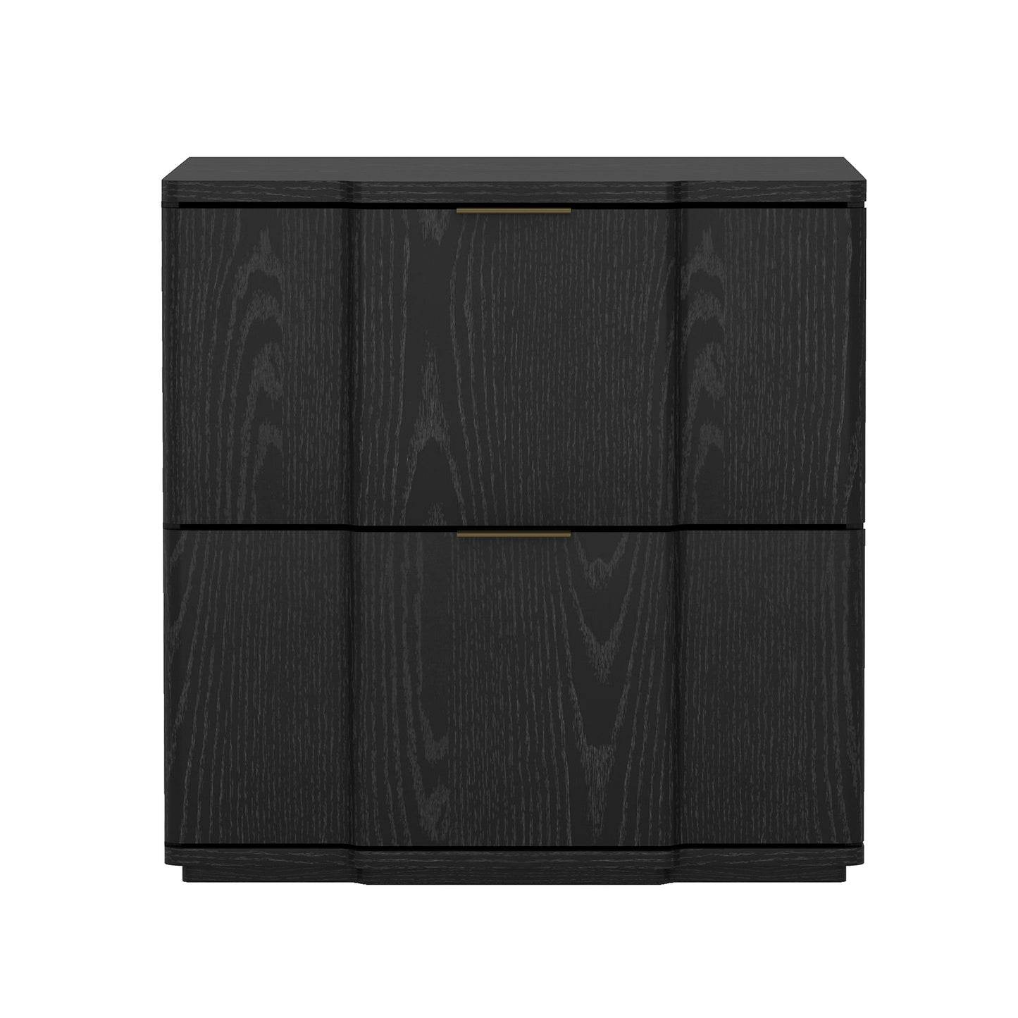 Clive Mid-Century Modern 22" Nightstand in Black and Gold (2-Drawer) NS1560-2
