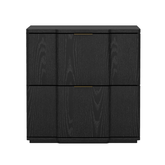 Clive Mid-Century Modern 22" Nightstand in Black and Gold (2-Drawer) NS1560-2