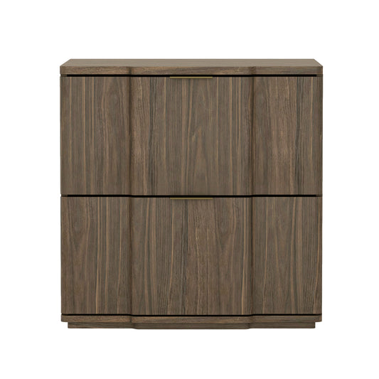 Clive Mid-Century Modern 22" Nightstand in Walnut and Gold (2-Drawer) NS1560-3