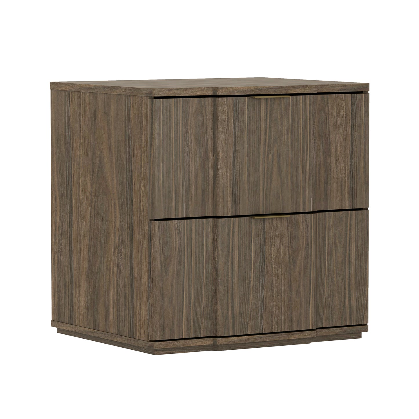 Clive Mid-Century Modern 22" Nightstand in Walnut and Gold (2-Drawer) NS1560-3