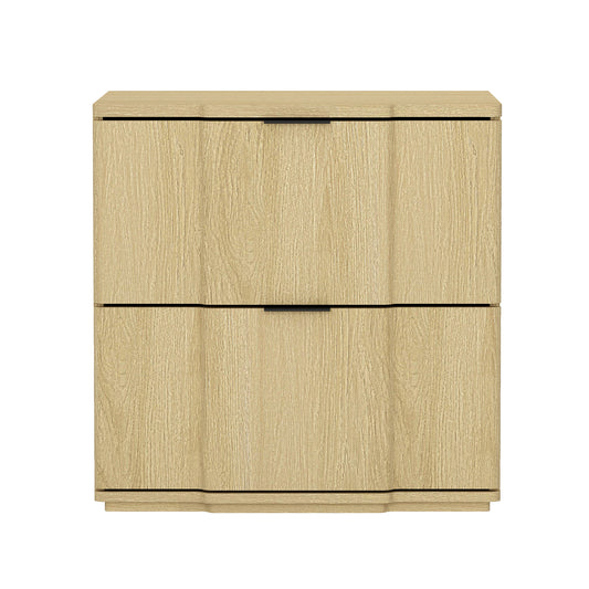Clive Mid-Century Modern 22" Nightstand in Natural and Black (2-Drawer) NS1560-4