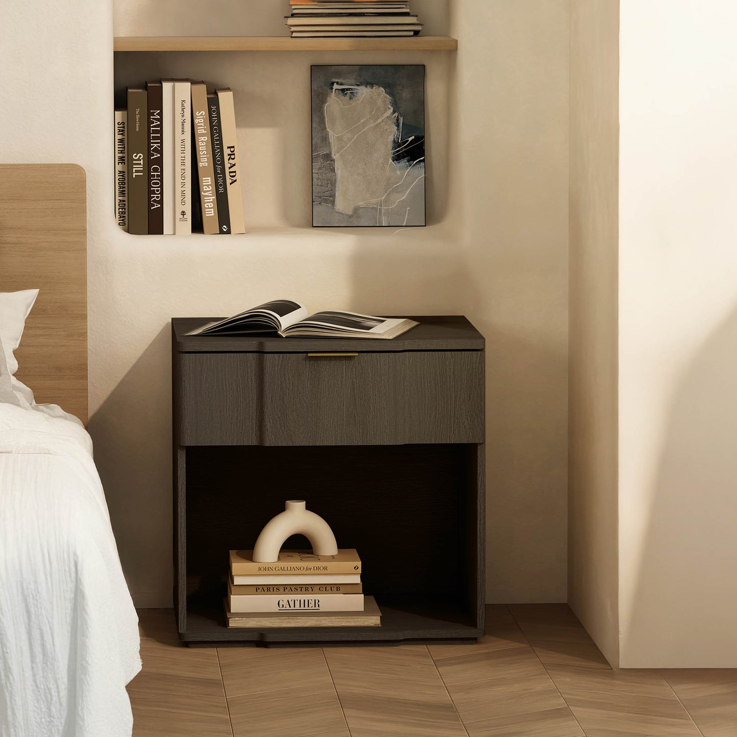 Clive Mid-Century Modern 22" Nightstand in Walnut (1-Drawer) NS1561-3