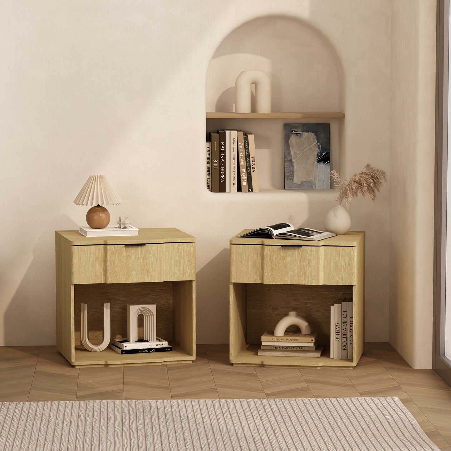 Clive Mid-Century Modern 22" Nightstand in Natural Oak (1-Drawer) NS1561-4