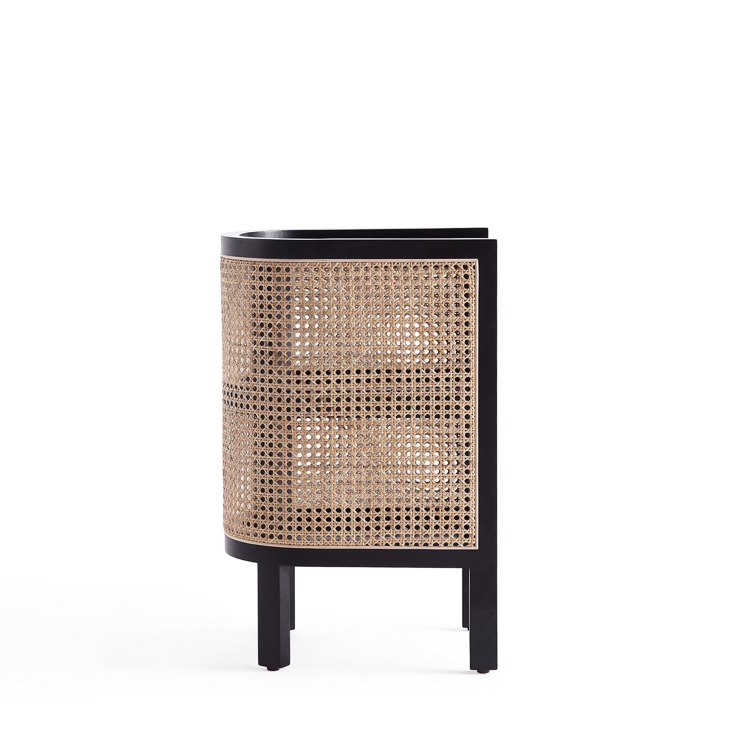 Manhattan Comfort Versailles End Table in Black and Natural Cane NSCA01-BK