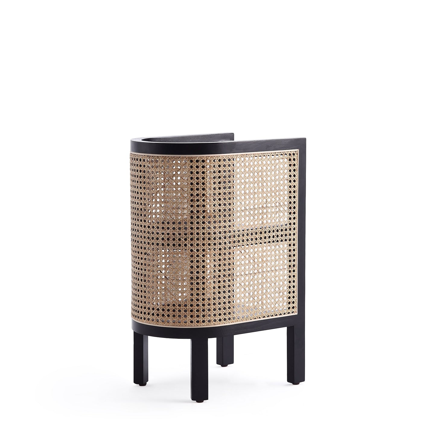 Manhattan Comfort Versailles End Table in Black and Natural Cane NSCA01-BK
