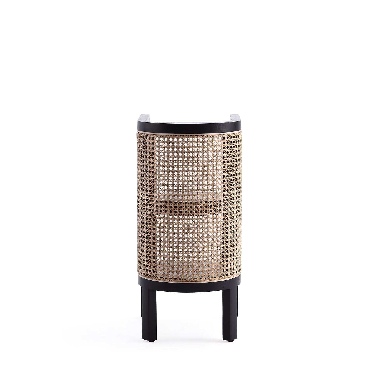 Manhattan Comfort Versailles End Table in Black and Natural Cane NSCA01-BK