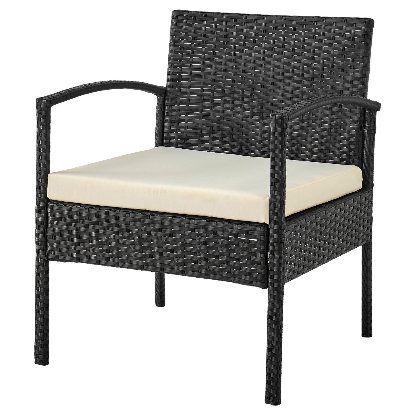 Manhattan Comfort Noli Steel Rattan 3-Piece Patio Conversation Set with Cushions in Cream OD-CV006-CR