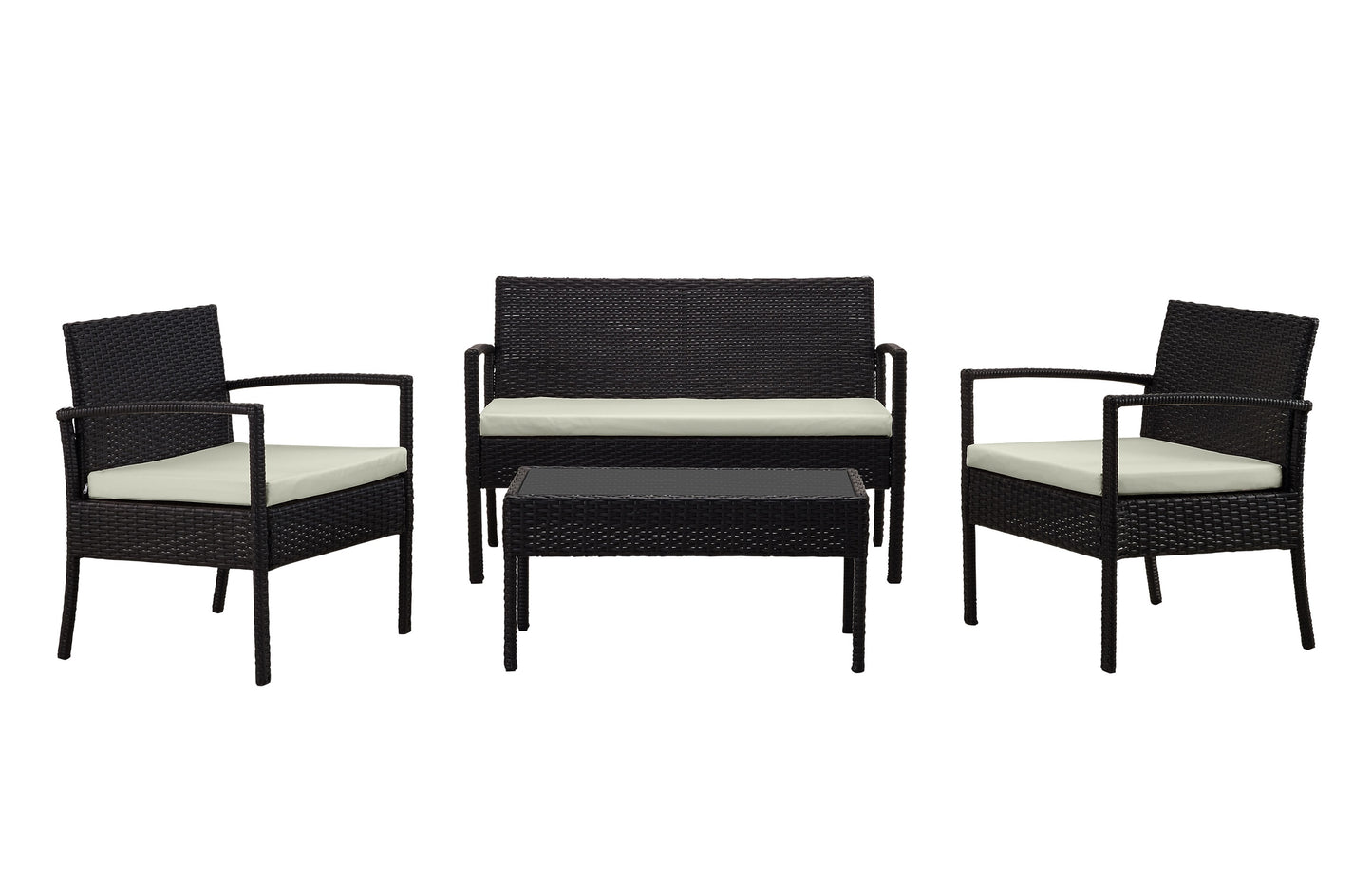 Noli Modern 4-Piece Conversation Set in Black and Cream OD-CV007-CR