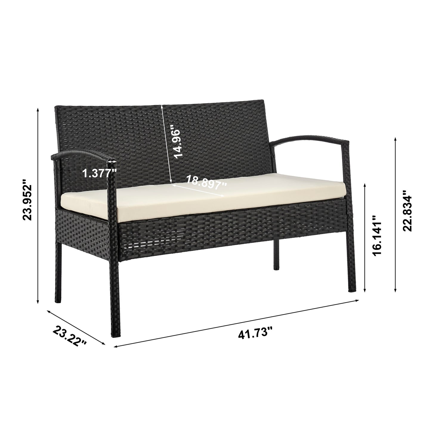Noli Modern 4-Piece Conversation Set in Black and Cream OD-CV007-CR
