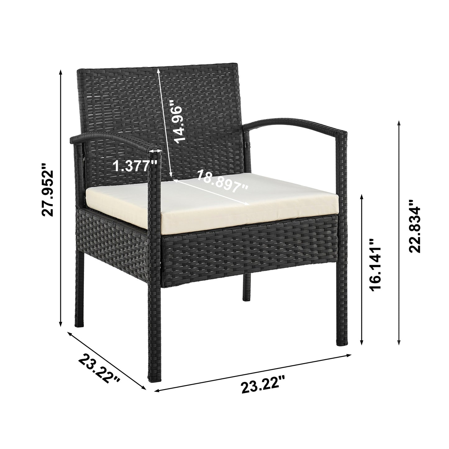 Noli Modern 4-Piece Conversation Set in Black and Cream OD-CV007-CR