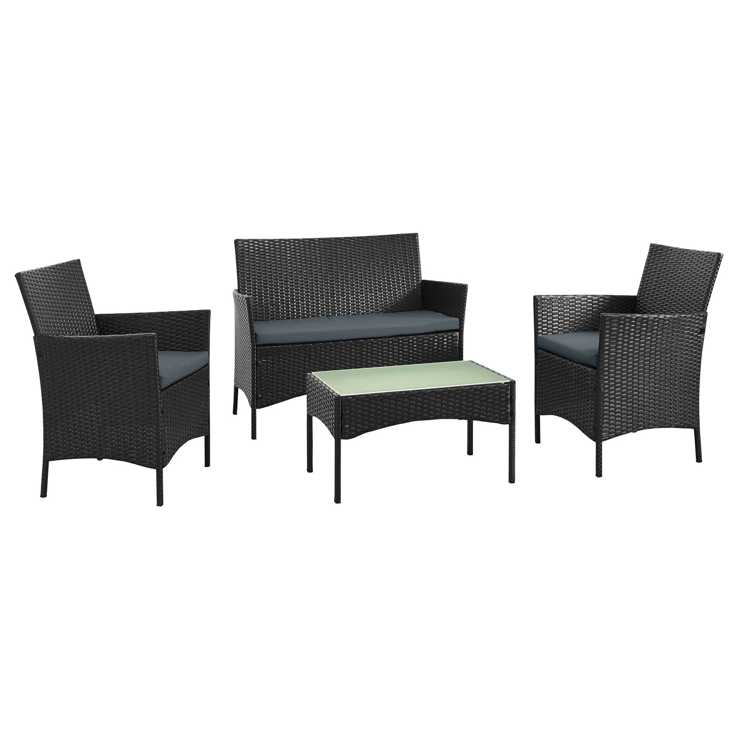 Manhattan Comfort Imperia Steel Rattan 4-Piece Patio Conversation Set with Cushions in Grey OD-CV008-GY