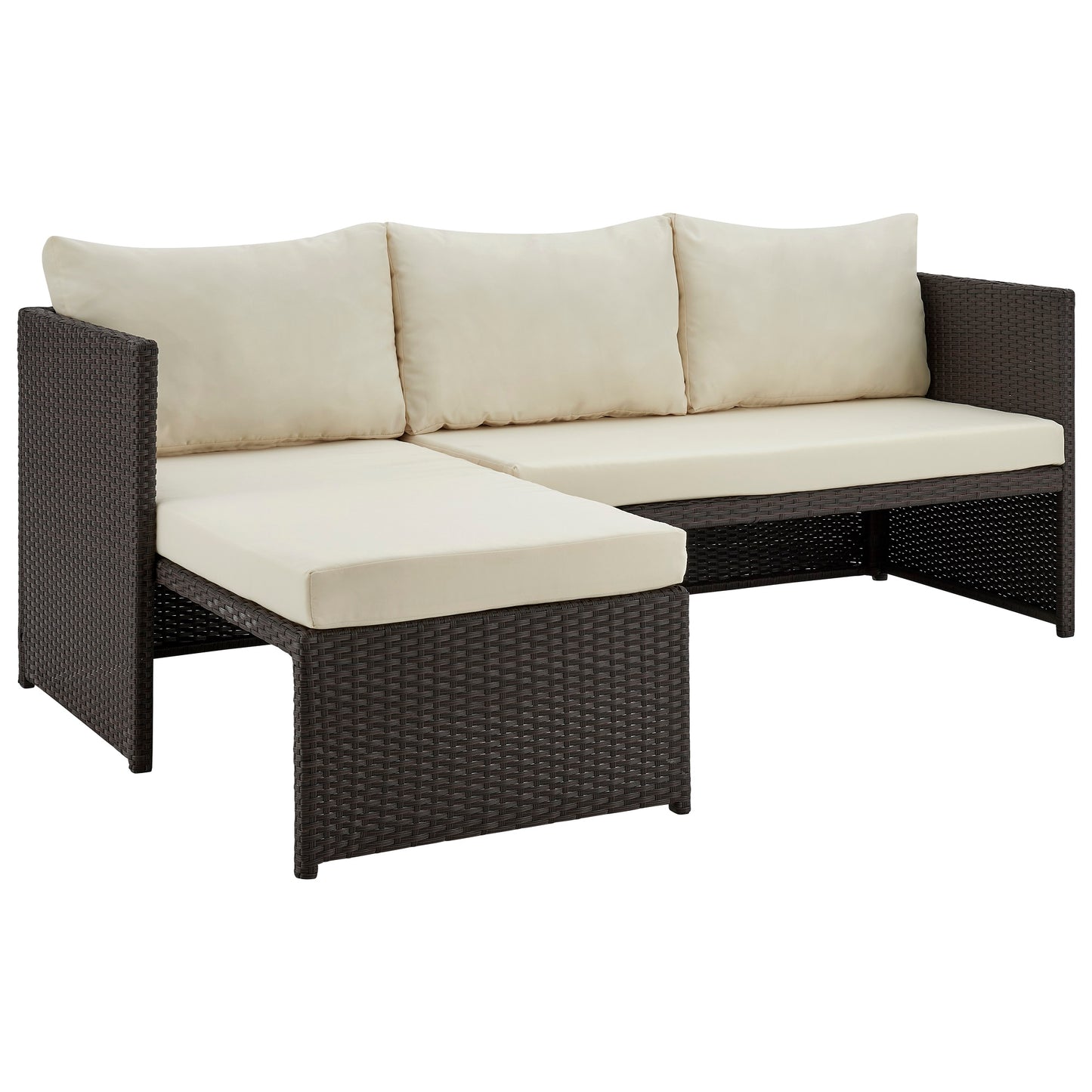 Menton Modern Steel Rattan Sectional and Patio Seating Set with Coffee Table