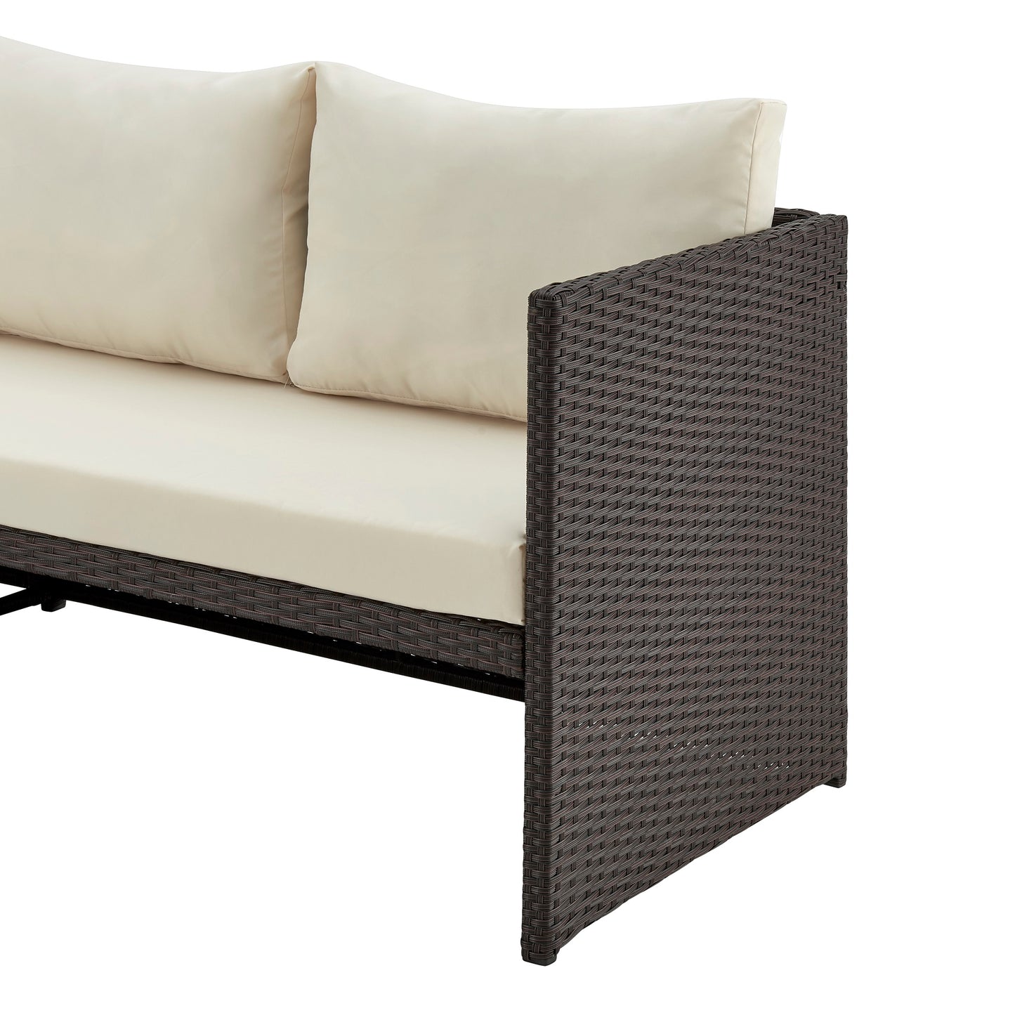 Menton Modern Steel Rattan Sectional and Patio Seating Set with Coffee Table