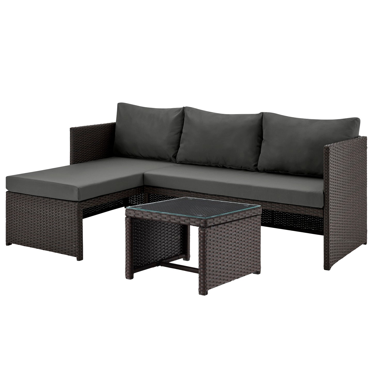 Menton Modern 3-Piece Sectional Set in Brown and Gray OD-CV009-GY