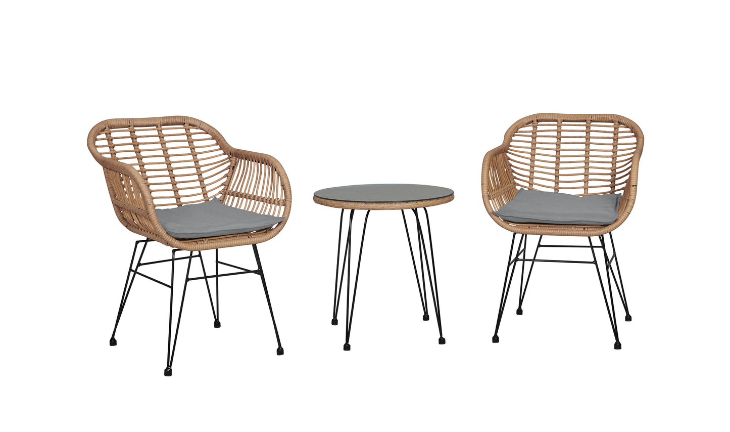 Antibes Modern 3-Piece Conversation Set in Tan and Gray OD-CV010-GY