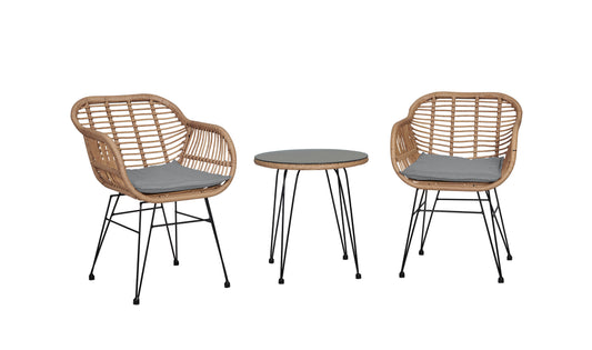 Antibes Modern 3-Piece Conversation Set for Outdoor Patio and Living Spaces