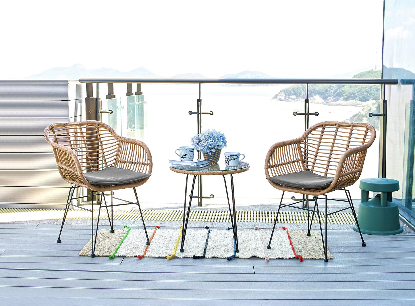 Antibes Modern 3-Piece Conversation Set in Tan and Gray OD-CV010-GY