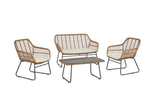 Antibes Modern 4-Piece Conversation Set in Tan and Cream OD-CV011-CR