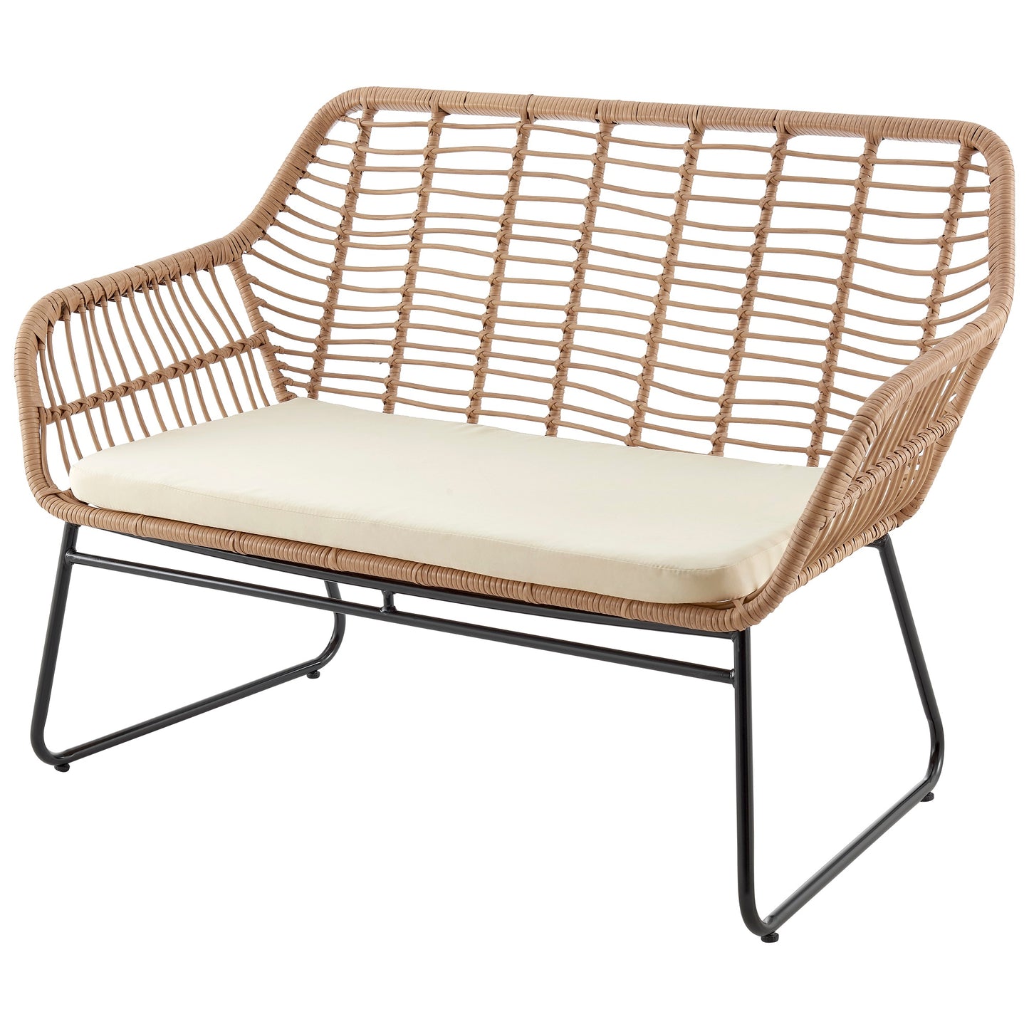 Manhattan Comfort Antibes 2.0 Steel Rattan 4-Piece Patio Conversation Set with Cushions in Cream OD-CV011-CR