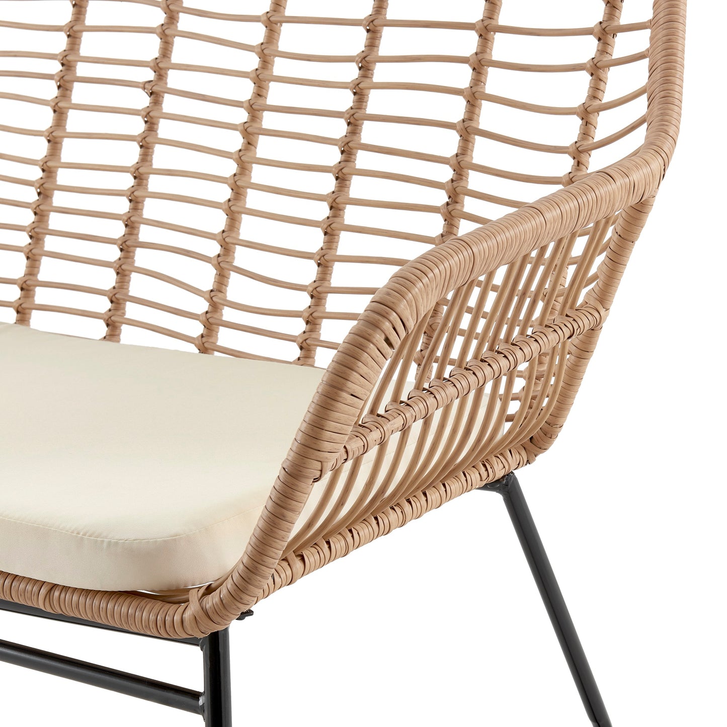 Manhattan Comfort Antibes 2.0 Steel Rattan 4-Piece Patio Conversation Set with Cushions in Cream OD-CV011-CR